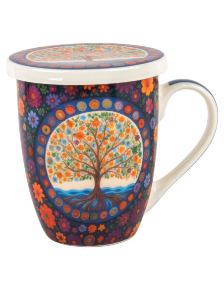 Mug y filtro arbol vida c/caja regalo