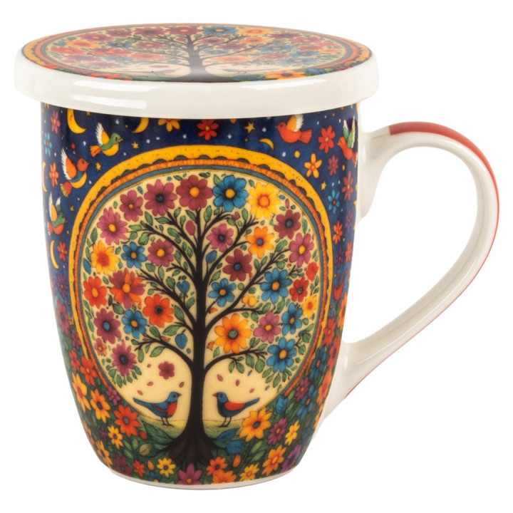 Mug y filtro arbol vida c/caja regalo