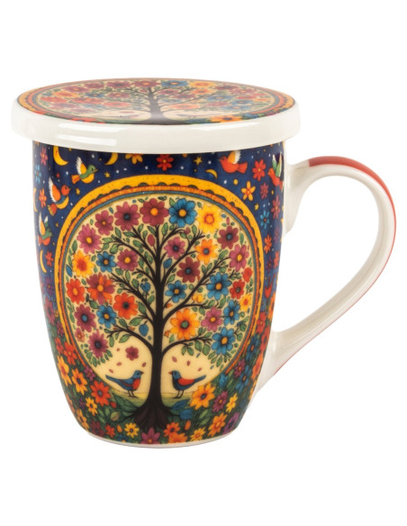 Mug y filtro arbol vida c/caja regalo