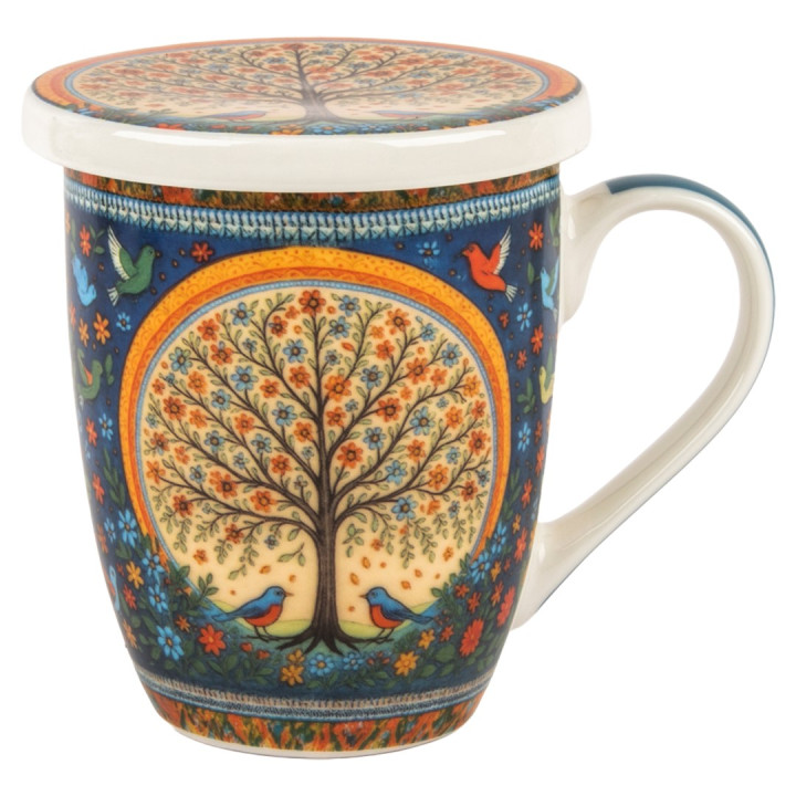Mug y filtro arbol vida c/caja regalo
