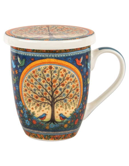 Mug y filtro arbol vida c/caja regalo