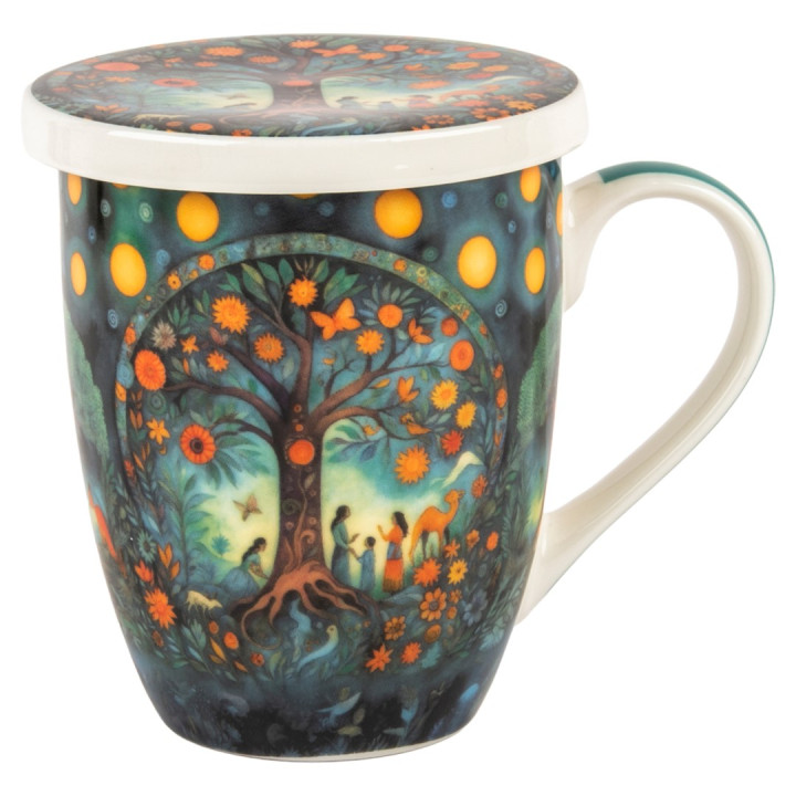 Mug y filtro arbol vida c/caja regalo