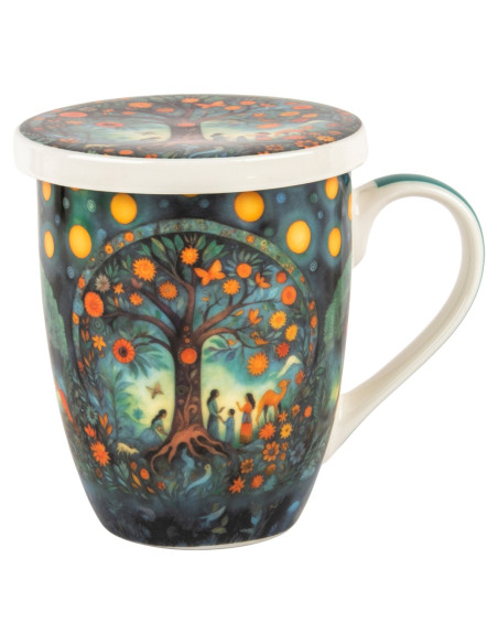 Mug y filtro arbol vida c/caja regalo