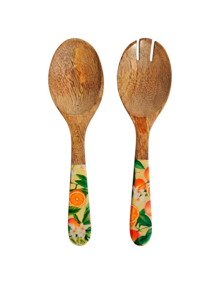 Set cuchara y tenedor naranjas