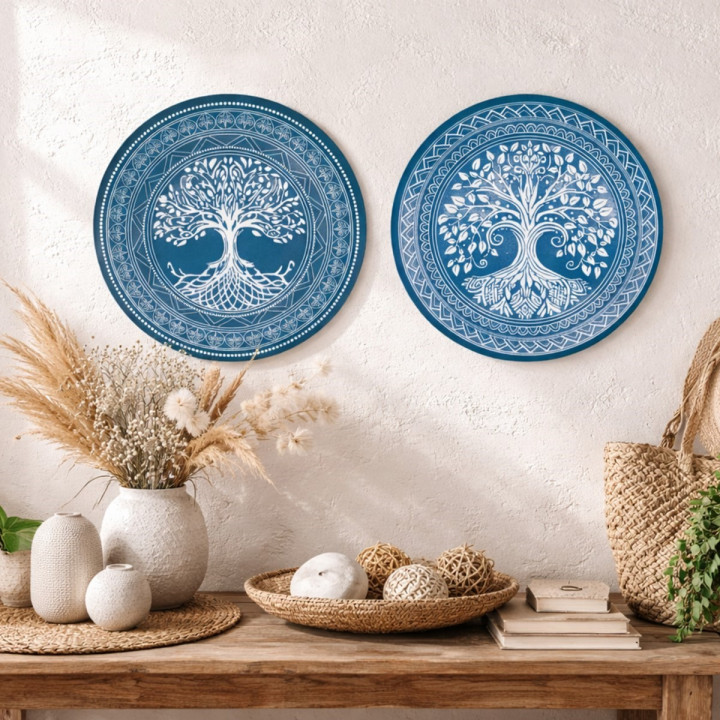 Adorno pared plato arbol vida 2 dif.