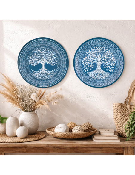 Adorno pared plato arbol vida 2 dif.