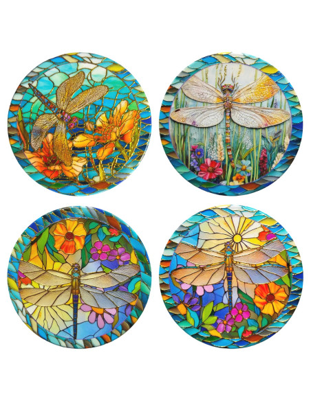Posavasos libelula relieve dorado 4 dif.