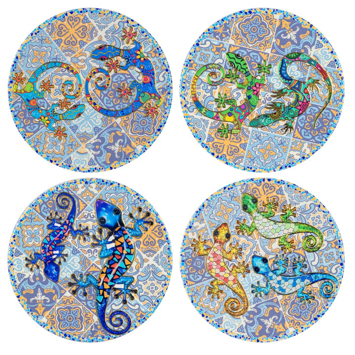 Salvamantel lagarto relieve dorado 4 dif.