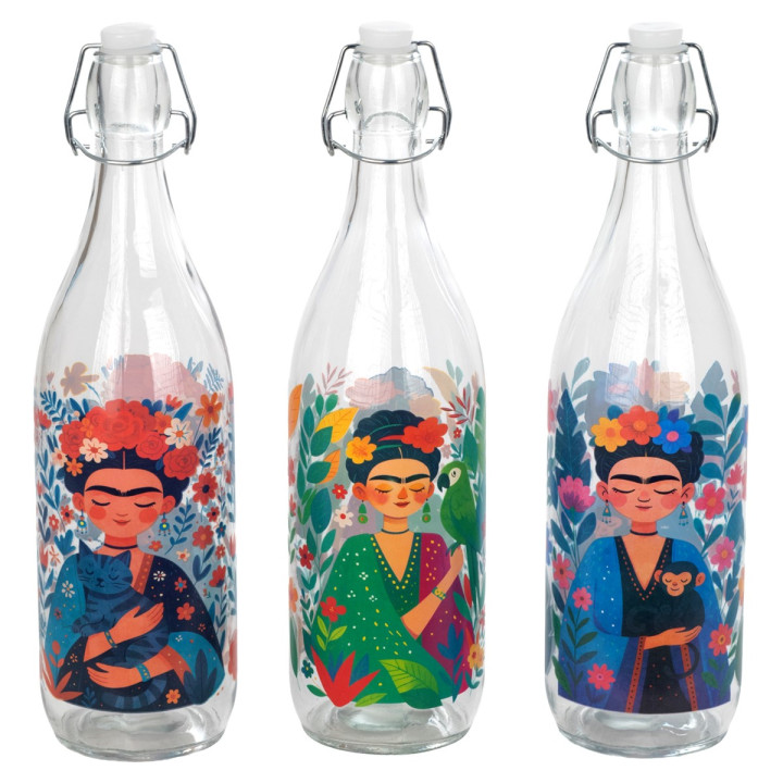 Botella con tapon mujer flores