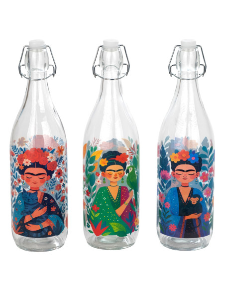 Botella con tapon mujer flores