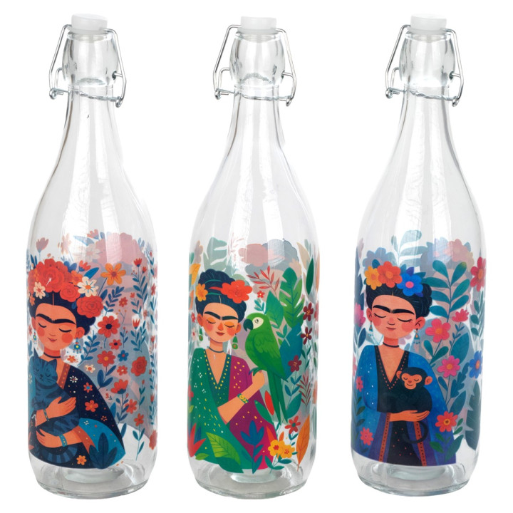 Botella con tapon mujer flores