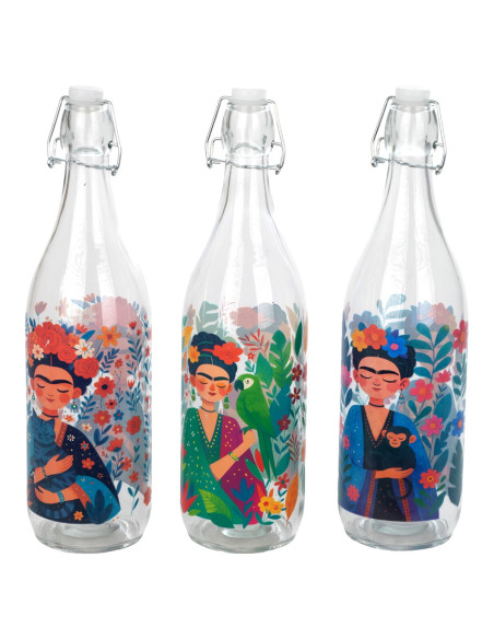 Botella con tapon mujer flores