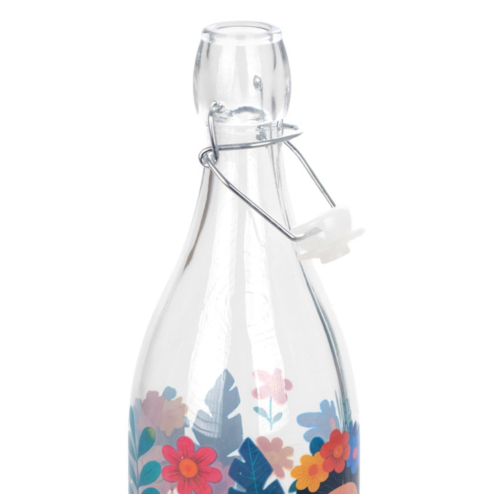 Botella con tapon mujer flores
