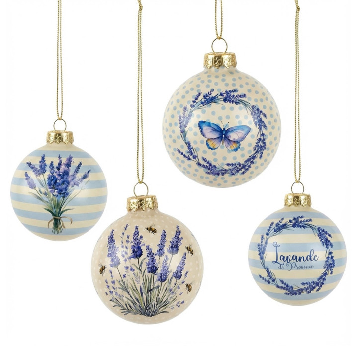 Bola de navidad lavanda 4 dif.