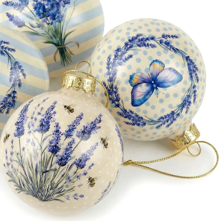 Bola de navidad lavanda 4 dif.