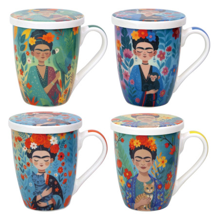 Mug y filtro mujer flores c/caja regalo
