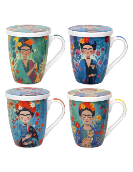 Mug y filtro mujer flores c/caja regalo