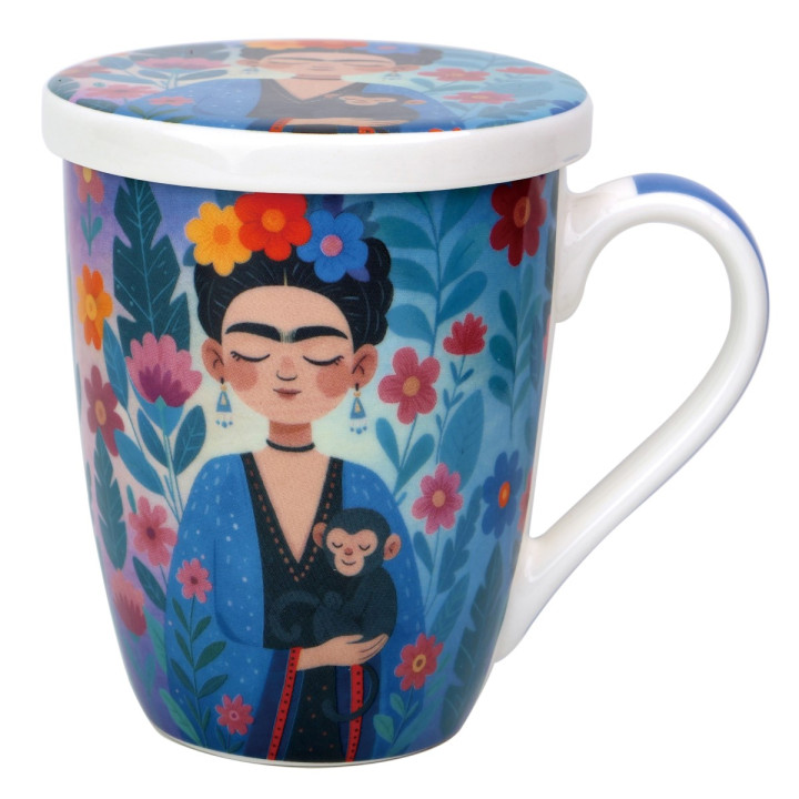 Mug y filtro mujer flores c/caja regalo