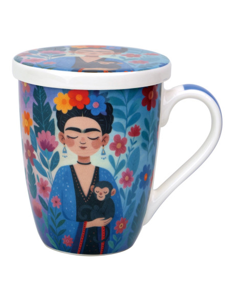 Mug y filtro mujer flores c/caja regalo