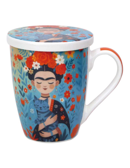 Mug y filtro mujer flores c/caja regalo