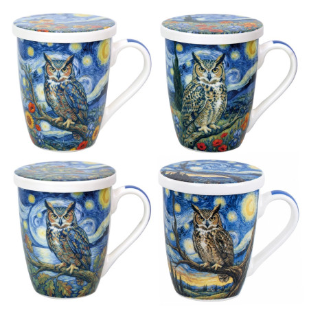 Mug y filtro buho c/caja regalo