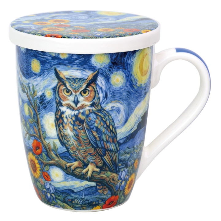 Mug y filtro buho c/caja regalo