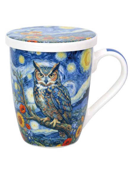 Mug y filtro buho c/caja regalo