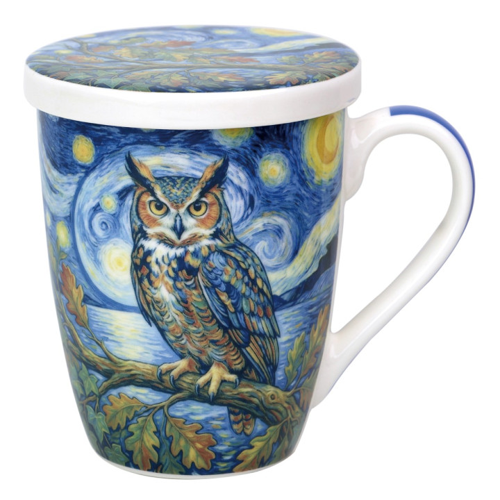 Mug y filtro buho c/caja regalo