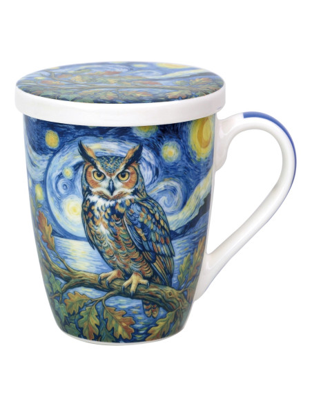 Mug y filtro buho c/caja regalo