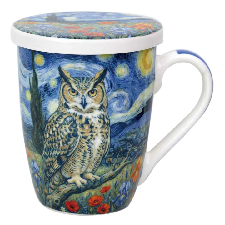 Mug y filtro buho c/caja regalo