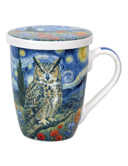 Mug y filtro buho c/caja regalo