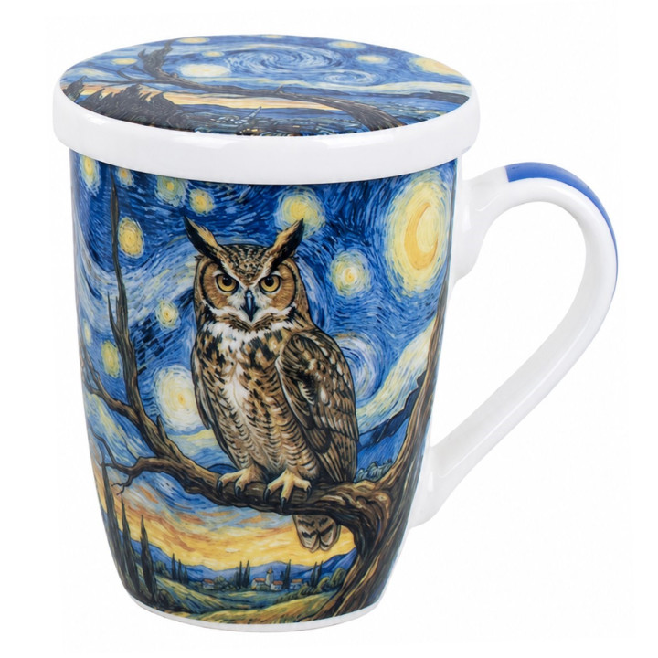 Mug y filtro buho c/caja regalo