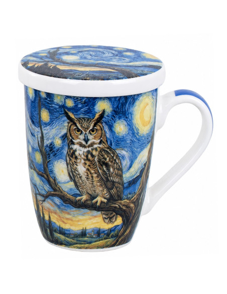 Mug y filtro buho c/caja regalo
