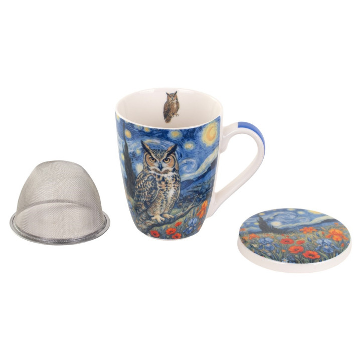Mug y filtro buho c/caja regalo