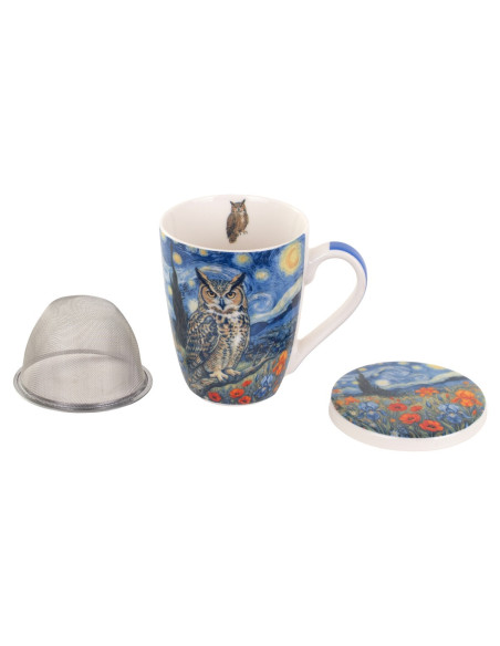 Mug y filtro buho c/caja regalo