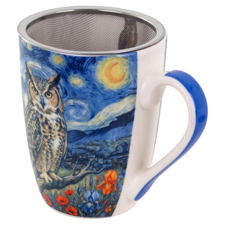 Mug y filtro buho c/caja regalo