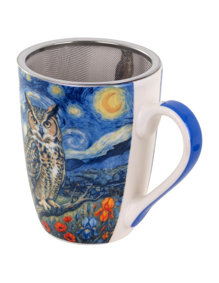 Mug y filtro buho c/caja regalo
