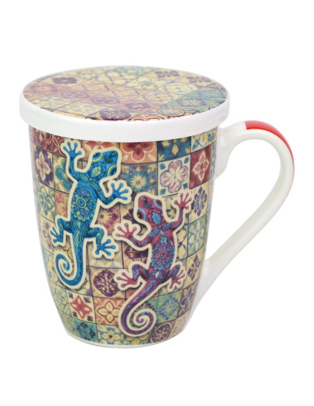 Mug y filtro lagarto c/caja regalo