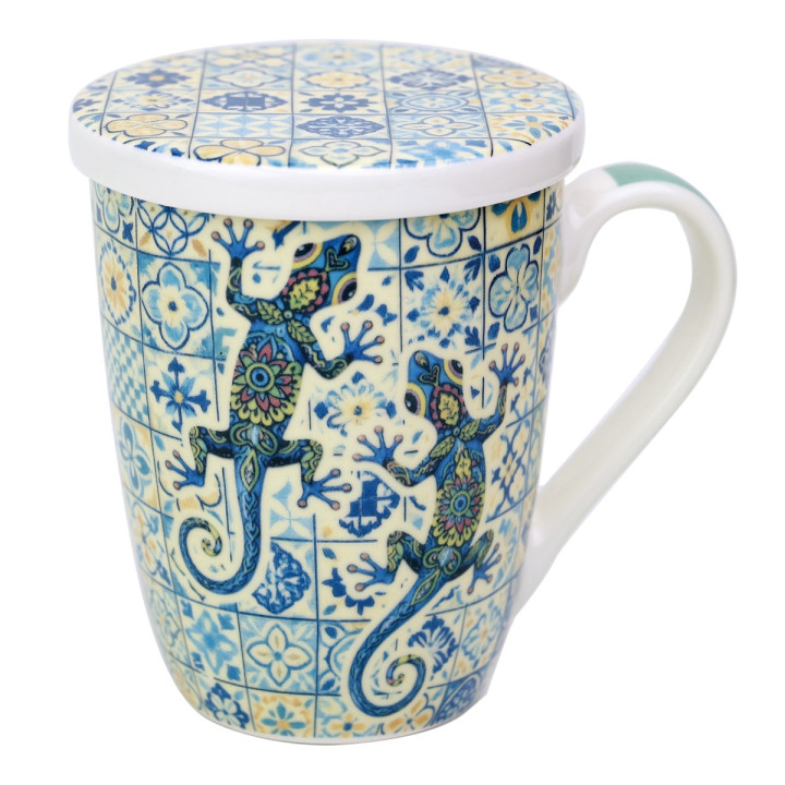 Mug y filtro lagarto c/caja regalo