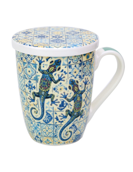 Mug y filtro lagarto c/caja regalo