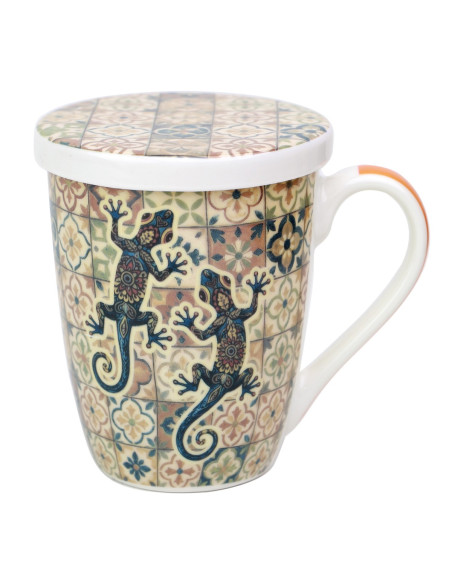 Mug y filtro lagarto c/caja regalo