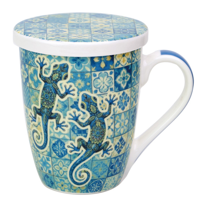 Mug y filtro lagarto c/caja regalo