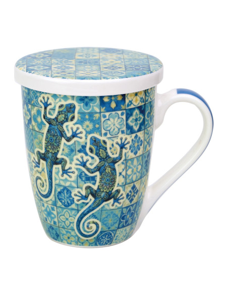 Mug y filtro lagarto c/caja regalo
