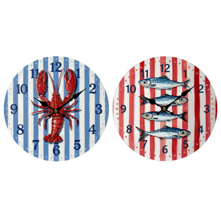 Reloj sardinas-langosta 34cm 2 dif.