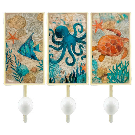 Percha pez-pulpo-tortuga 3 dif.