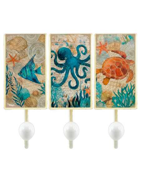 Percha pez-pulpo-tortuga 3 dif.