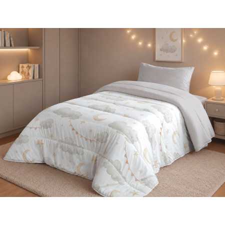 Edredão Infantil Dreamland 300g | Nuvens e Estrelas Cinza