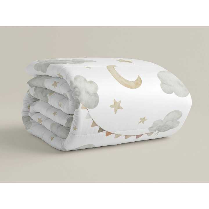 Edredão Infantil Dreamland 300g | Nuvens e Estrelas Cinza