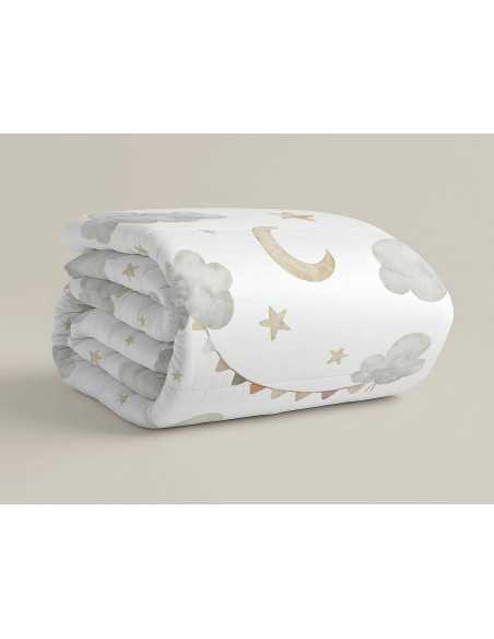 Edredão Infantil Dreamland 300g | Nuvens e Estrelas Cinza
