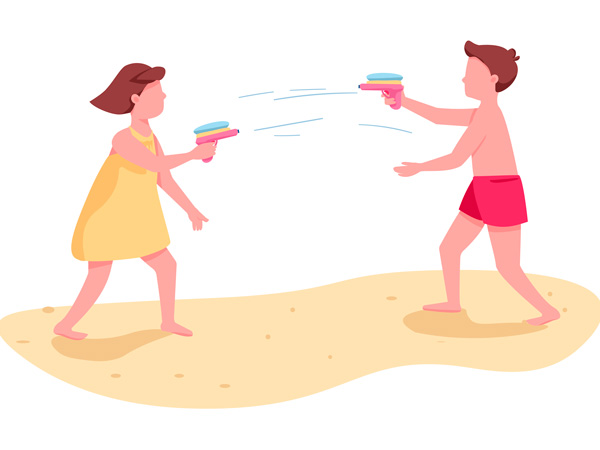Juegos en la playa. Pistolas de agua